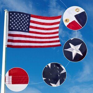 American Flag 3x5 Luxury Embroidered Star Double Sided Heavy Duty Nylon Outdoor